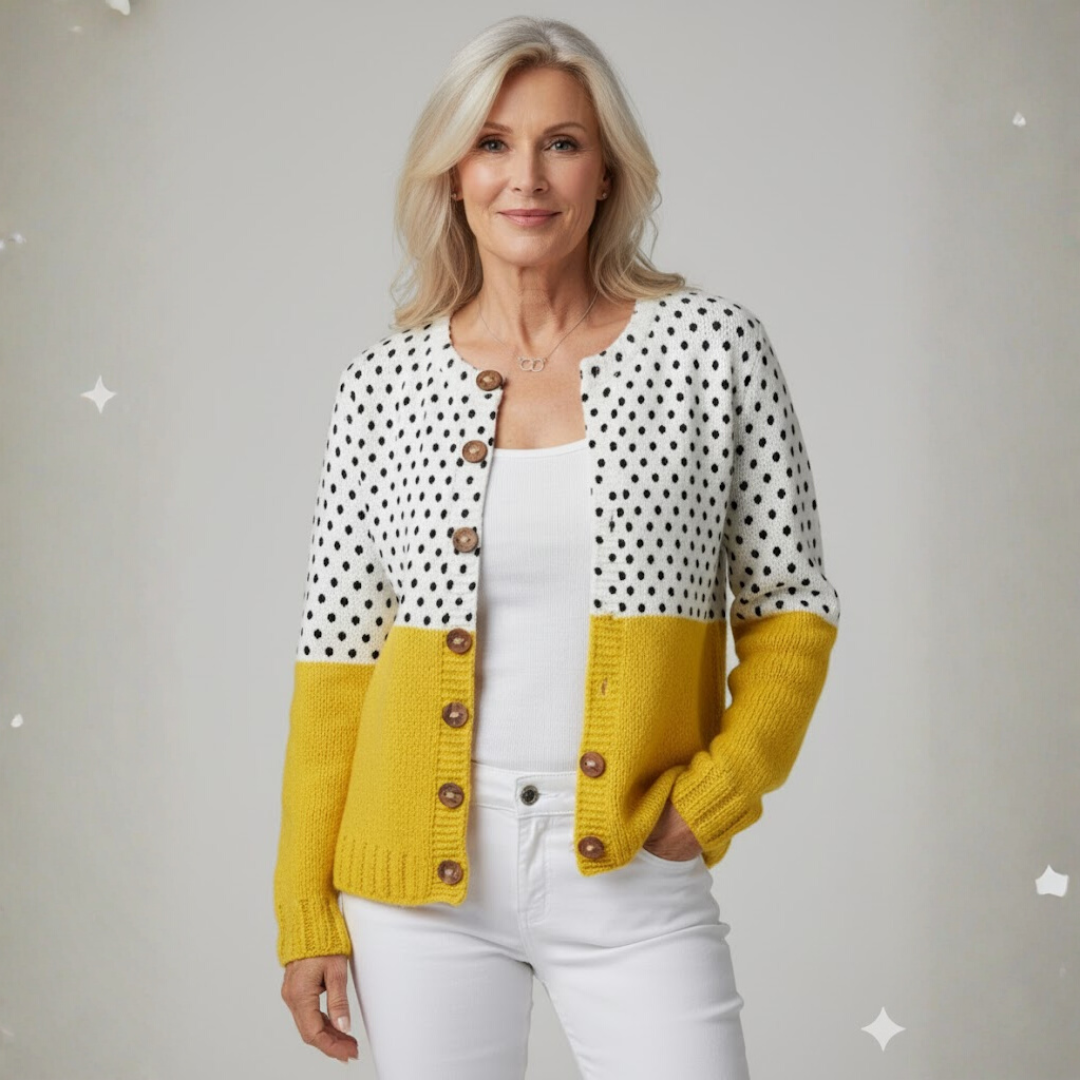 Evelyn Cardigan™ | Yellow Polka Warm Knit