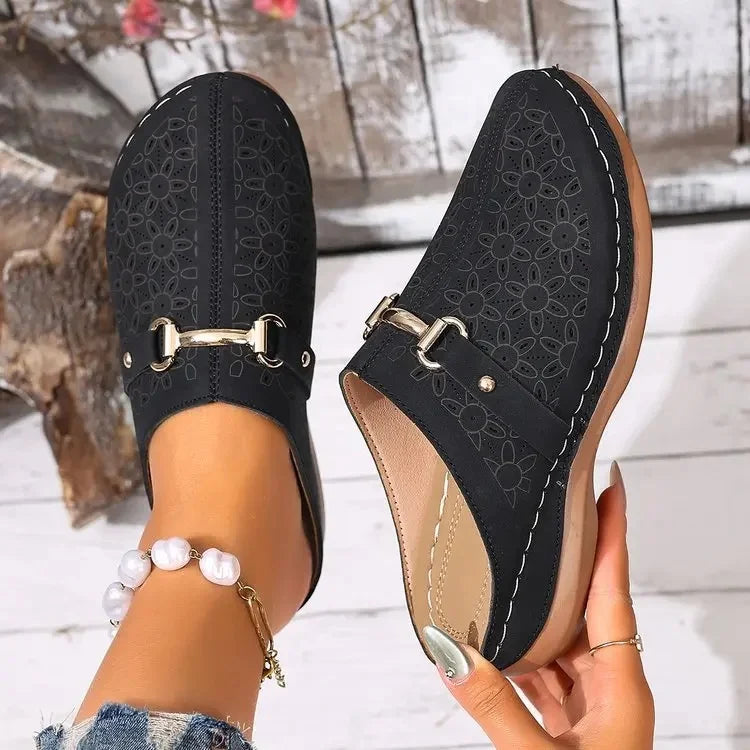 Lucia™ | Floral Cut-Out Buckle Slip-Ons