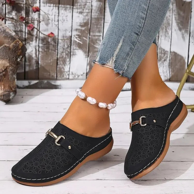 Lucia™ | Floral Cut-Out Buckle Slip-Ons