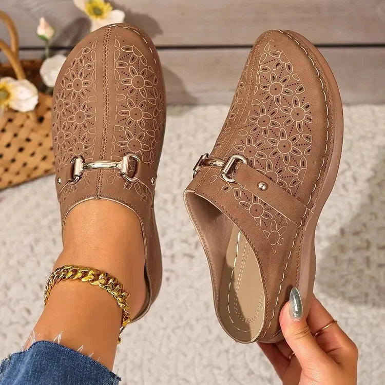 Lucia™ | Floral Cut-Out Buckle Slip-Ons