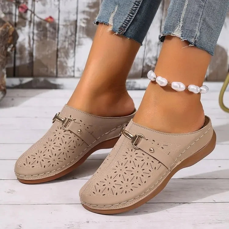 Lucia™ | Floral Cut-Out Buckle Slip-Ons