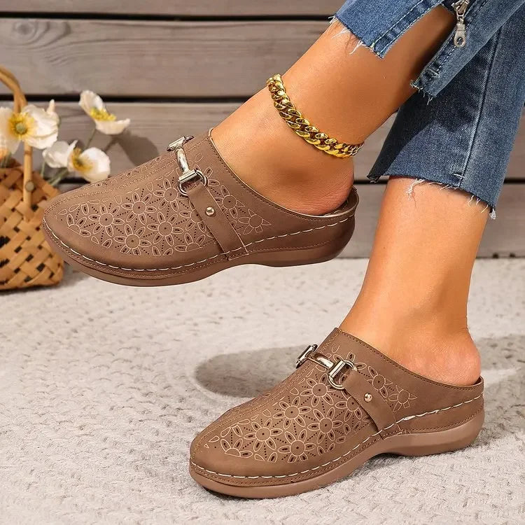 Lucia™ | Floral Cut-Out Buckle Slip-Ons