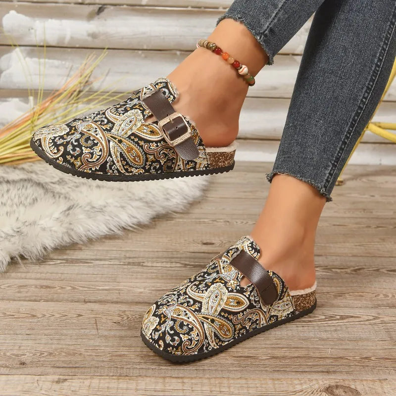 Elvira™ | Retro Paisley Comfort Mules