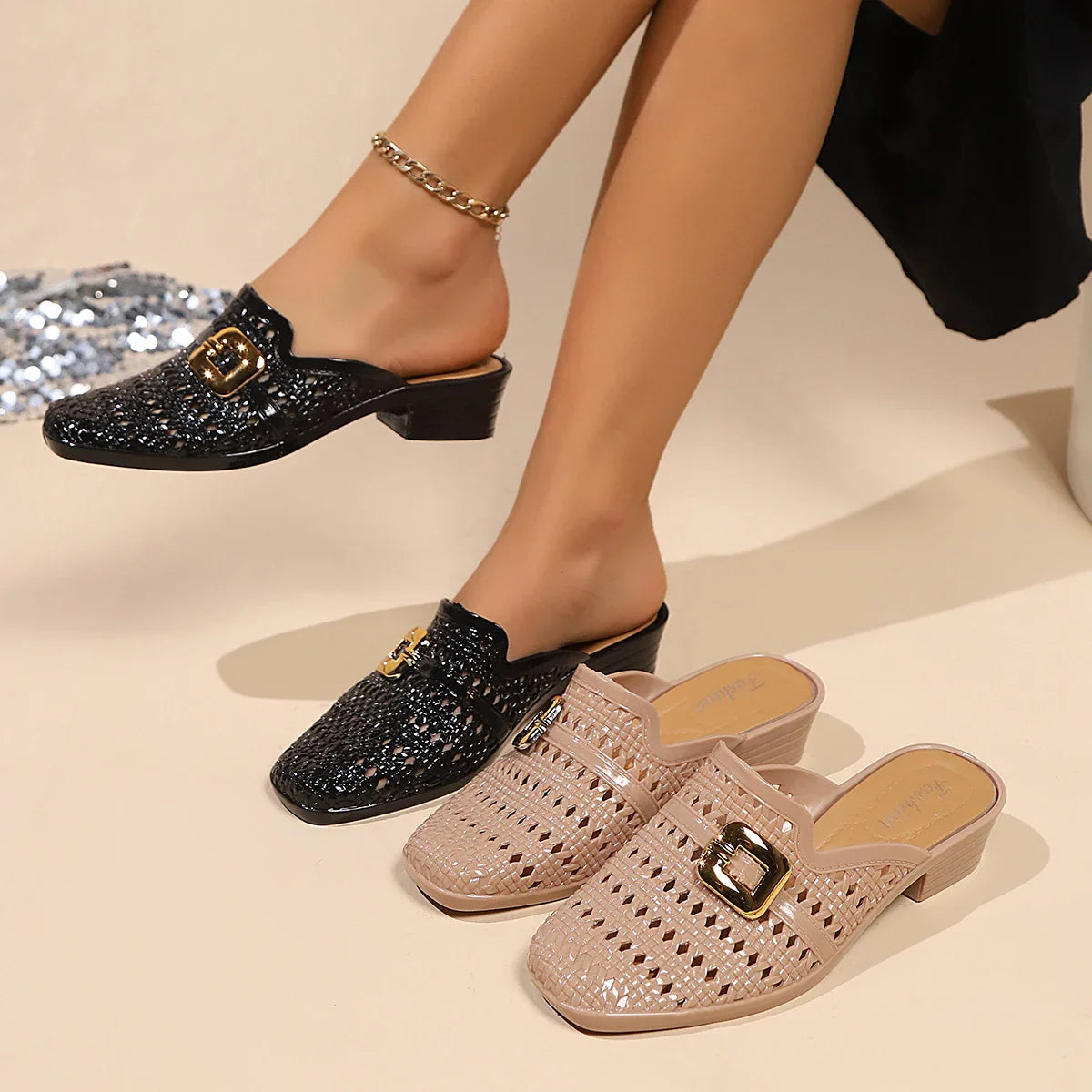 Isabella™ | Elegant Buckle Mid-Heel Slip-Ons