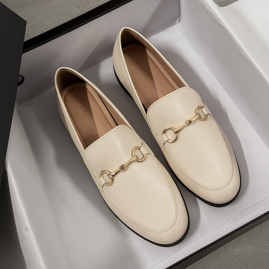 LEATHER LOAFER WITH METAL DETAIL