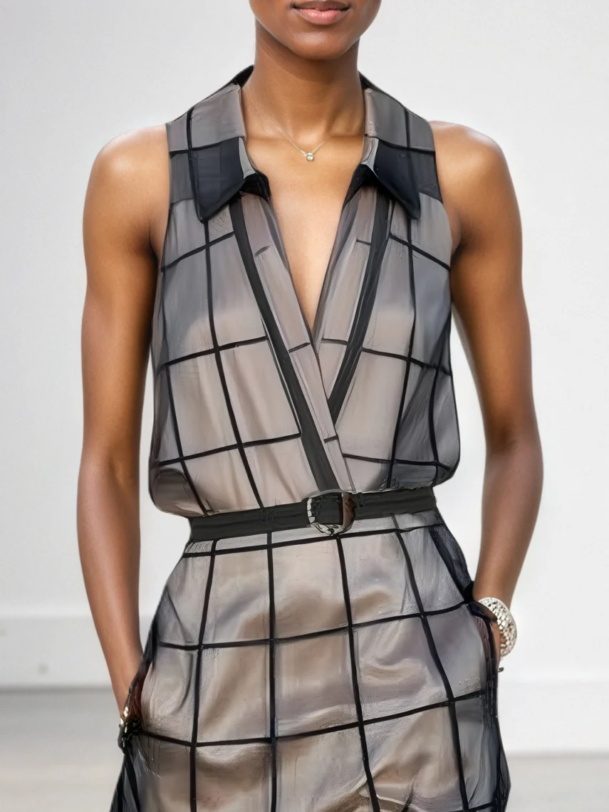 Mireille™ | Checkered Tulle Maxi Dress