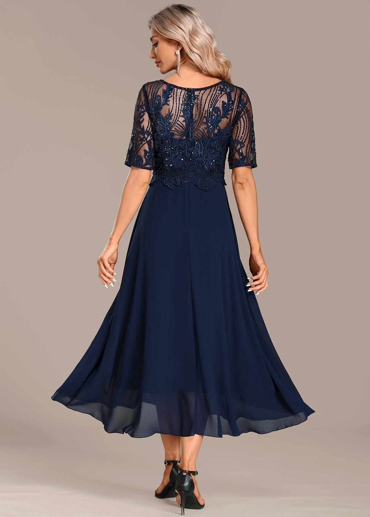 Hazel™ | Navy Lace Midi Dress