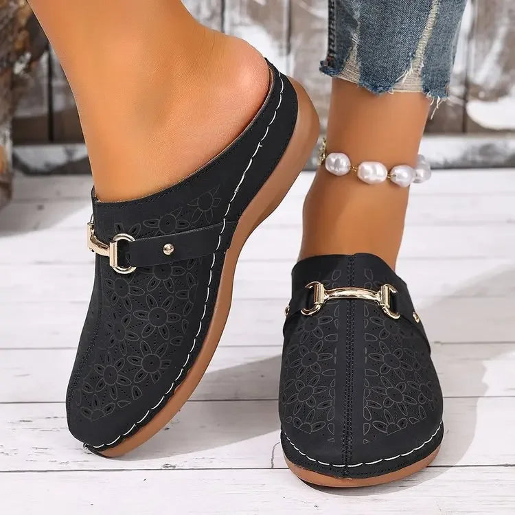 Lucia™ | Floral Cut-Out Buckle Slip-Ons